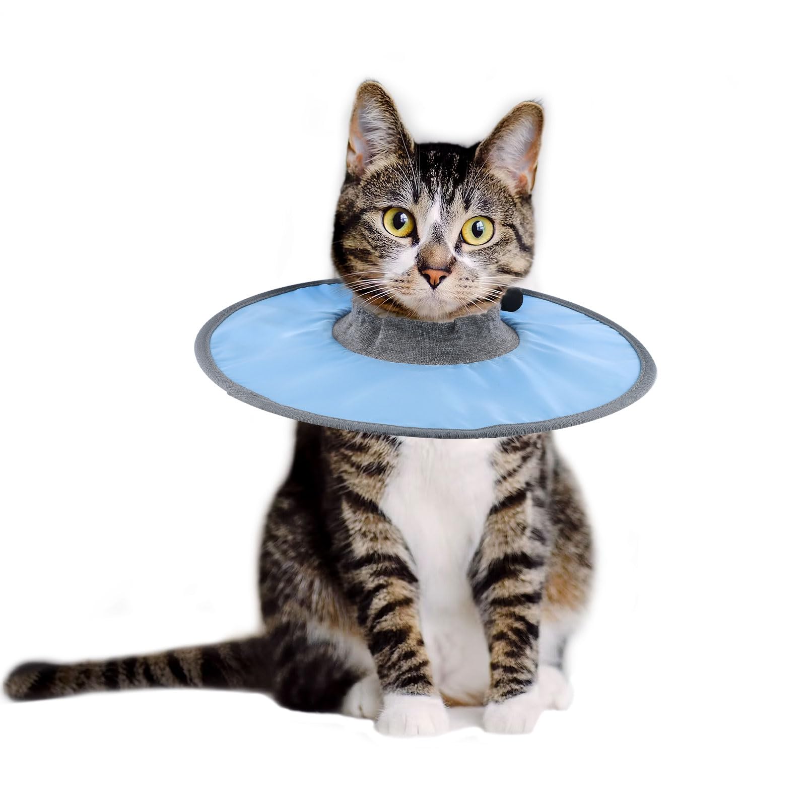 SAVITA Cat Recovery Collar Adjustable Cat Neck Protective Cat Collar Waterproof Elizabethan E Collar for Cats Kittens Puppies after Surgery to Stop Licking Wounds (Blue)