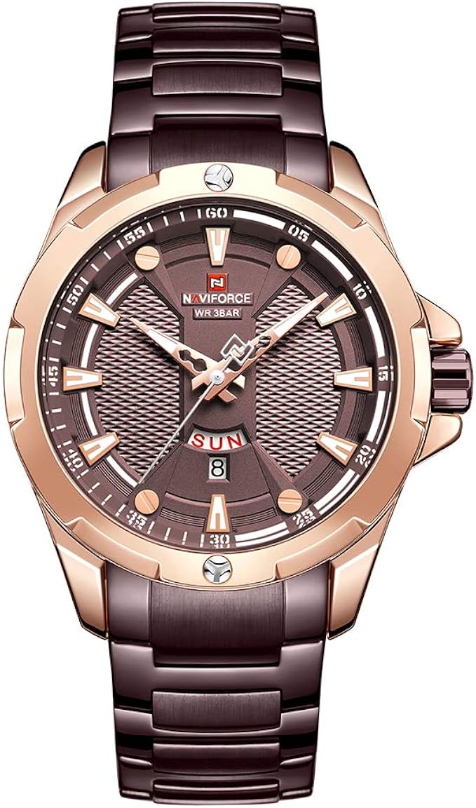 Amazon Com Naviforce Watch Men Luxury Stainless Steel Quartz Watches Calendar Date Waterproof Sport Watch Business Casual Multifunctional Wristwatch Watches