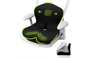 BANKQF X Large Seat Cushion, Office Chair Cushion, L-Shaped Ergonomic Car Seat Cushions, Memory Foam Chair Cushion, Lumbar Support Pillow for Wheelchair, Car, Home, Office, Desk, Black