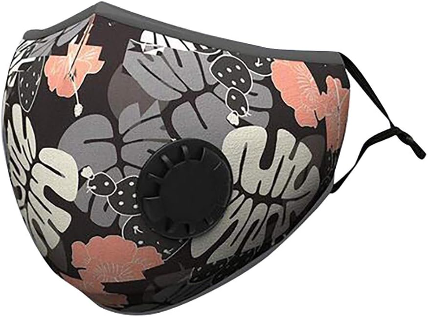 Fashion Mouth Face Protective Cover with Valve Flowers Print Mouth Face Guard Unisex Anti Dust Foggy Face Shields Diving Fabric Reusable Face Guard for Adults Women Men Cycling Skiing Hiking