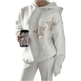 RoseSeek Women's Leopard Star Oversized Hoodies Long Sleeve Baggy Hooded Sweatshirt Pullover with Pockets