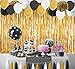 Paxcoo 52 Pcs Black and Gold Party Decorations with Balloons Tissue Pom Poms Tassel Garland for Happy New Year New Year's Eve Party Decorations