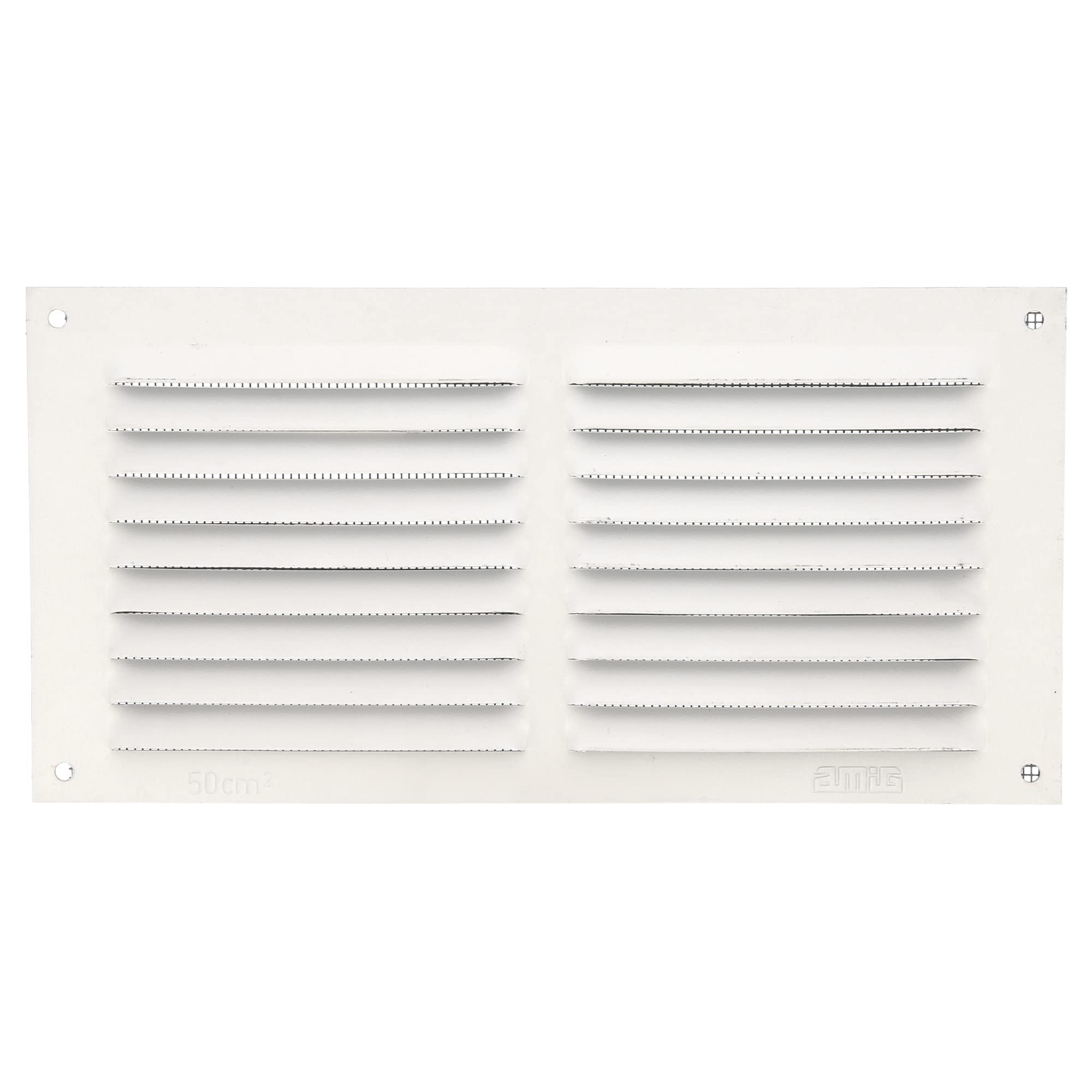 Amig - Rectangular Aluminium Ventilation Grille with Mosquito Net | Ventilation Grille for Air Outlets | Ideal for Ceilings | Dimensions: 100 x 200 mm | Colour: White — image 1