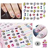 Lightning and Eyes 3D Mixed Design Decal Tips Decoration Nail Stickers
