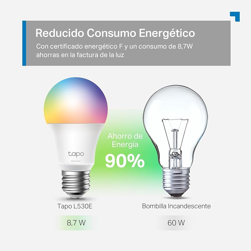 L530EA - Lâmpada Smart WiFi, 8,7 W 806 lm, poupança de energia, E27