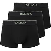 SALIGIA Men’s Trunks Underwear Sexy, 100s Smooth Long-Staple Cotton Boxer Briefs with No-Fly Pouch 3-Pack