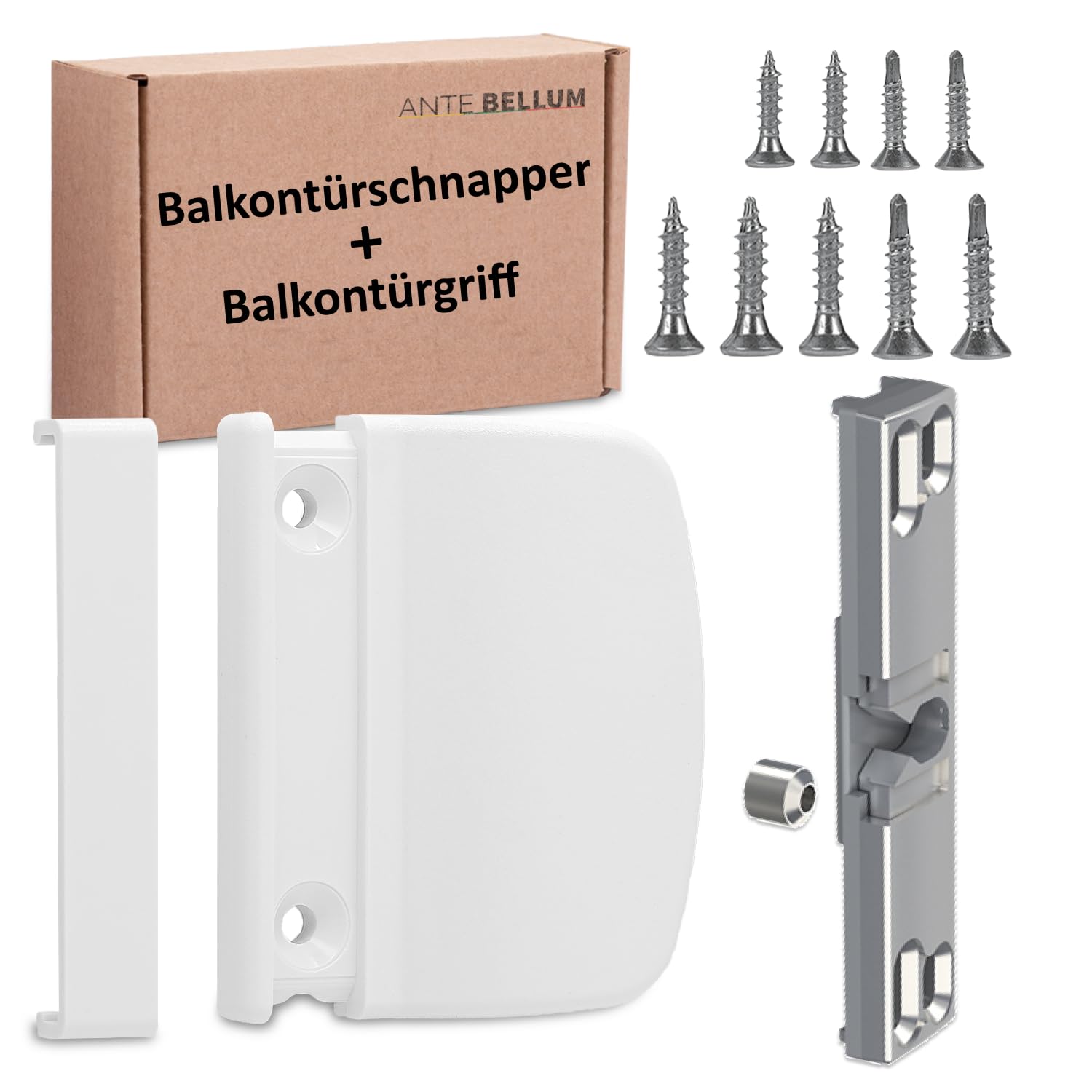 Ante bellum Balcony Door Catch and Handle Set - Exterior Door Handle with Catch, Suitable for Patio and Balcony Doors, Includes Screws, Designed for Easy Installation (Traffic White)