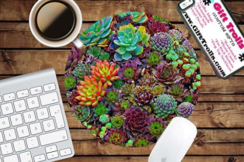 Succulent Print Circle Mouse Pad - Mousepad - CoWorker Teacher Gift - Colorful Succulents