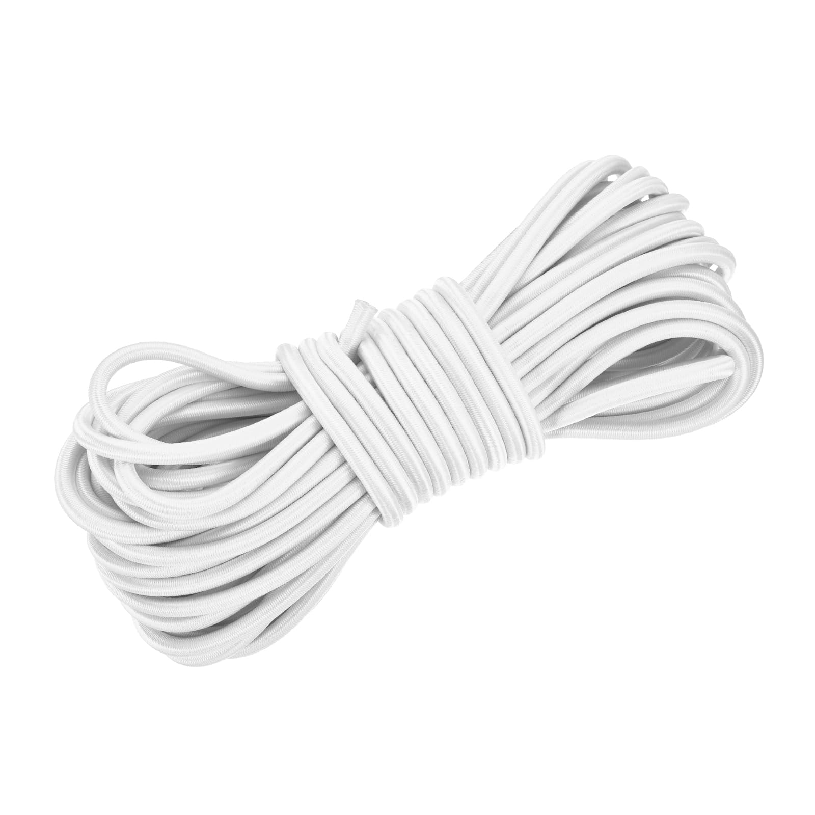 DMiotech 6mm Shock Cord, 15 M White Bungee Cord Tent Pole Shock Cord Round Elastic Kayak Rope Stretch String Marine Grade Heavy Polyester for DIY Projects Tie Downs