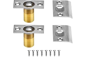 META Hardware Adjustable Cabinet/Closet/Door Large Ball Catch/Latch with Strike Plate & Screws, 2-1/8 inch, Satin Nickel (2 Pack)
