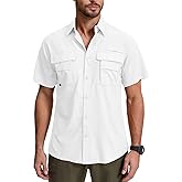 Men's Fishing Shirts Short Sleeve Safari Shirts Sun Protection Quick Dry Outdoor Hiking Travel Clothes