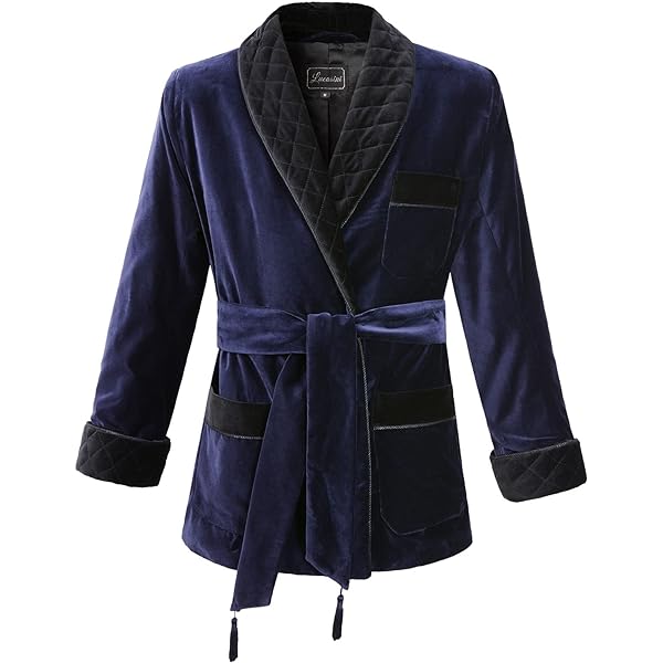 ジャケット・アウター 80s Cotton Black Velour Smoking Jacket Lucasini Mens Smoking Jacket Velvet Fully Lined (S, Black) at