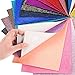 Caydo 36 Colors Shiny Superfine Glitter Fabric, PU Leather Fabric Sheets Canvas Back for Craft DIY, Hair Clips Making, Hat Making 6.3 x 8.3 Inch (16 x 21 cm)