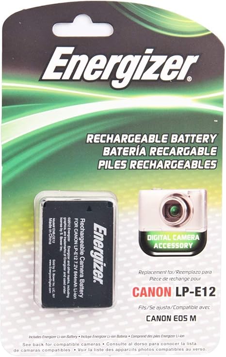 Amazon Com Energizer Enb Ce12 Digital Replacement Battery Lp E12 For Canon Eos M Digital Mirrorless Camera Black Camera Photo