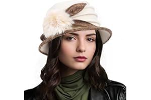 RUPHEDY Women Felt Bucket Hat Vintage Floral Wool Dress Winter Hats