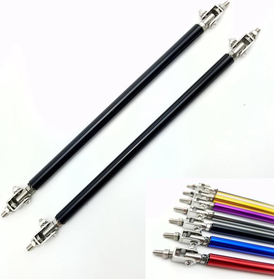 2x Black Adjustable Bumper Lip Diffuser Splitter Rod Strut Tie Bar Air Dam Splitter Support Rods 200mm