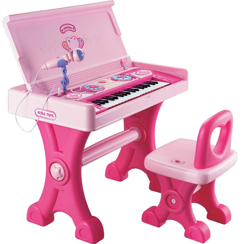 子供の大きなキーボードの女の子のおもちゃ学習テーブル早期教育音楽子供赤ちゃんグランドピアノ6 15歳 ベストチョイス B07glq641s Pink Color ピアノキーボード お見舞い Anoual Ma