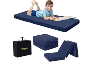MeMoreCool Foldable Floor Mattress for Kids, Trifold Nap Mat for Toddlers, Portable Daycare Sleeping Futon or Floor Bed, Navy, 57x22 Inch