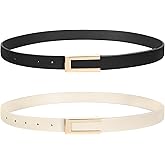 SUOSDEY Women Skinny Leather Belts for Dress Jeans Belt for Women with Gold Buckle,Width 0.9"