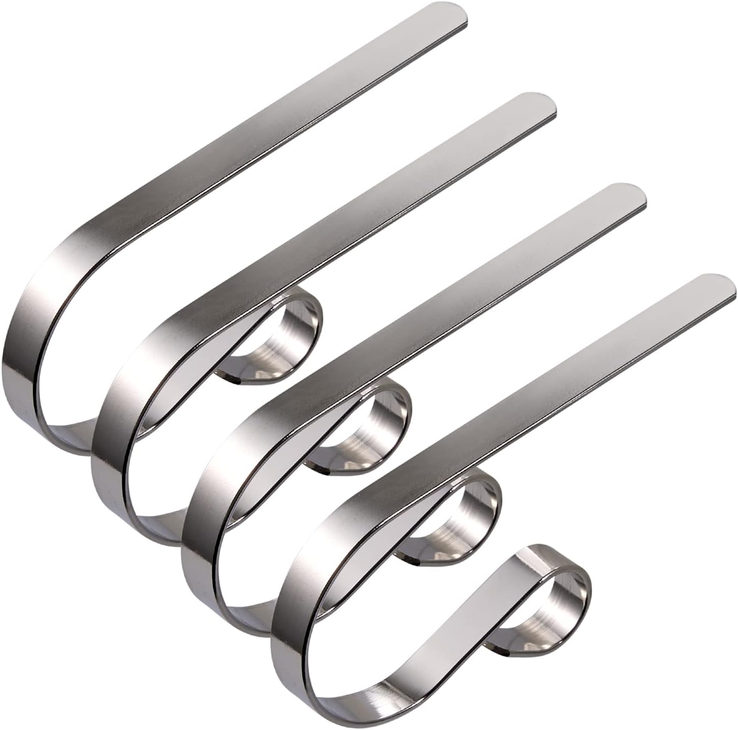 Stockings & Holders - Abaokai 4 Pack Christmas Stocking Holders Metal Mantel Lightweight Adjustable Stocking Holder No-Slip Stocking Hangers for Christmas Party Decoration, Silver