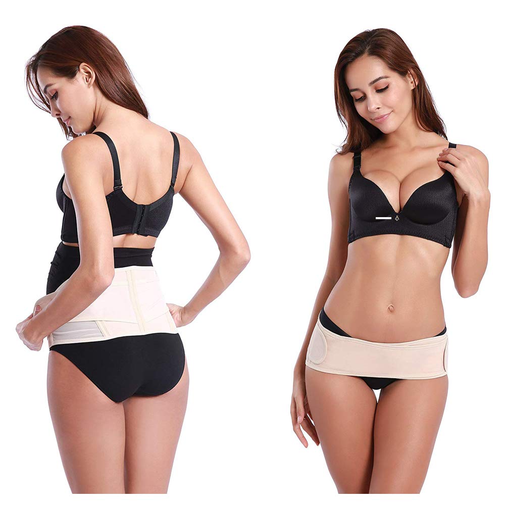 Upgraded Maternity Belt - Pregnancy Belt, 2 in 1 Belly Band for Pregnancy and Postpartum Body Shape, Abdominal Binder Maternity Belly Band for Lower Back and Pelvic Support, One Size, Beige