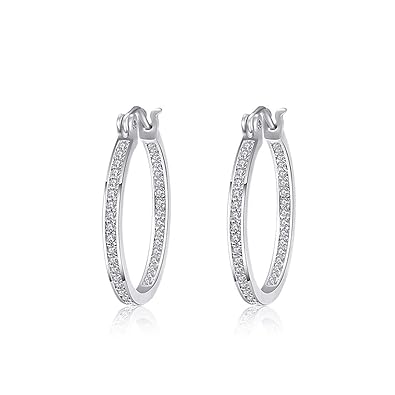 ein paar Edelstahl Große Creolen Ohrstecker mit Strass Linie Ohrhänger Ohrringe, Durchmesser 55mm für Damen Frauen, silber we