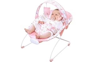 FURMUBEI Portable Baby Bouncer Seat with 8 Melodies, 3 Vibration Levels & Adjustable Volume, Foldable Infant Bouncer Rocker with Safety Harness for Baby 0-6 Months, Indoor & Outdoor Use BR2402