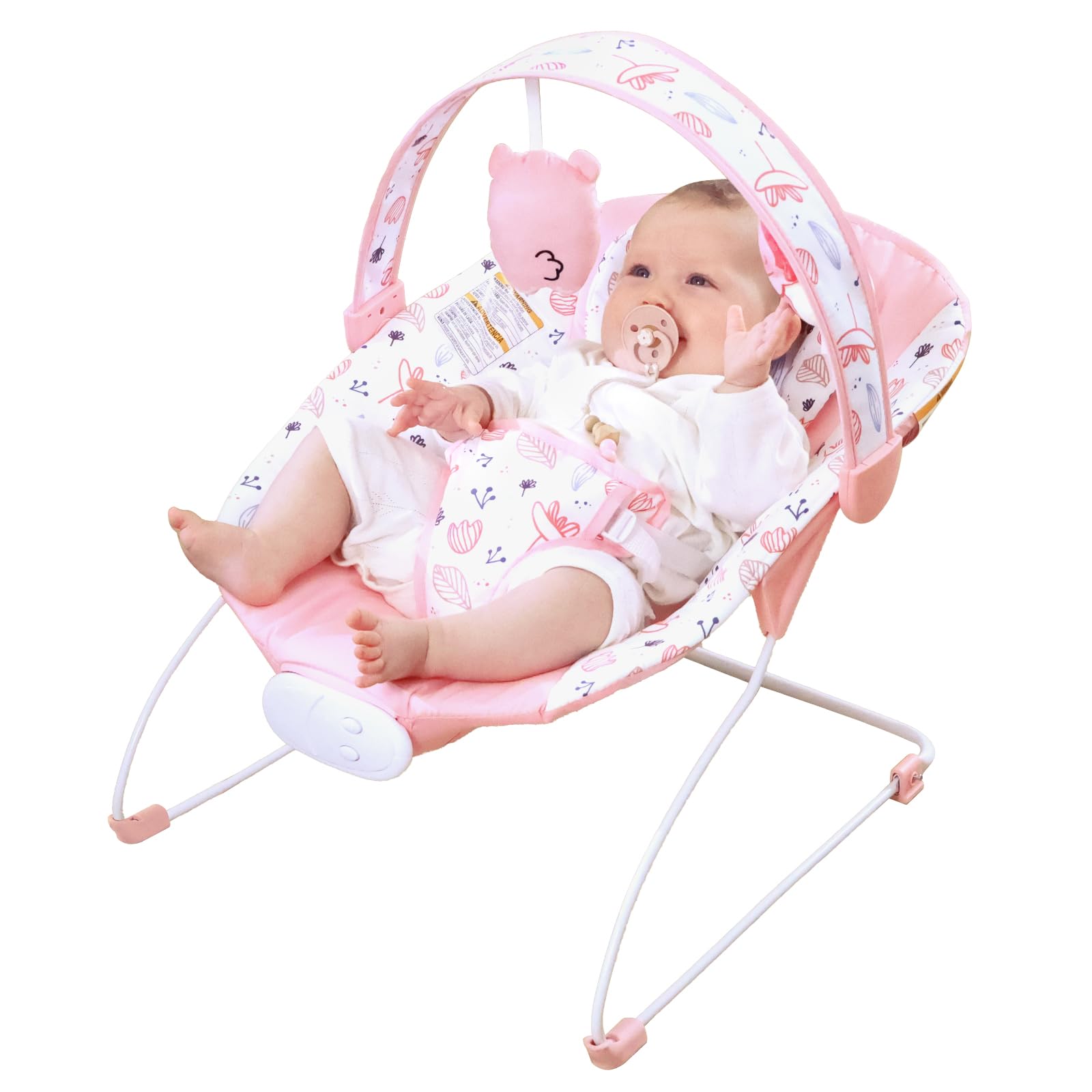 Photo 1 of Portable Baby Bouncer Seat with 8 Melodies, 3 Vibration Levels & Adjustable Volume, Foldable Infant Bouncer Rocker with Safety Harness for Baby 0-6 Months, Indoor & Outdoor Use BR2402