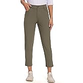 M MOTEEPI Ladies Golf Pants 7/8 Length Ankle Pants for Women Business Casual Lightweight Travel Hiking Pants Women Quick Dry Green Pants Size 8