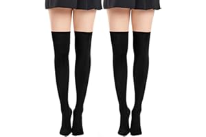 Ammiko Womens Thigh High Socks Cotton Striped Over the Knee Socks Long Knee High Socks Casual High Stockings for Women