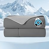 Cozy Bliss Cooling Comforter Queen Size, Cooling Blankets for Hot Sleepers and Night Sweats, Dark Light Gray Summer Comforter for Queen Size Bed, Breathable Soft Lightweight Silk Smooth