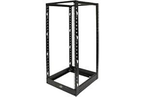 Navepoint 25U Professional 4-Post IT Open Frame Server Network Relay Rack 4.5 Feet Tall Black