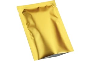 QQ Studio 100 PCS Metallic Mylar Foil Open Top Sealable Bags (12x18cm(4.7x7"), 100x Gold)