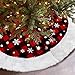 OurWarm Christmas Tree Skirt 48 Inch Luxury Buffalo Plaid Tree Skirt with Plush Faux Fur Trim for Rustic Christmas Holiday Decorations, White Snowflake Tree Skirt