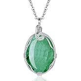 XIANNVXI Healing Crystal Necklace Wire Wrapped Oval Stone Gemstone Pendant Necklaces Natural Spiritual Reiki Witchcraft Quartz Jewelry for Women