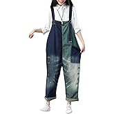 Bigasset Women's Casual Baggy Denim Bib Overalls Pant Jeans Jumpsuits