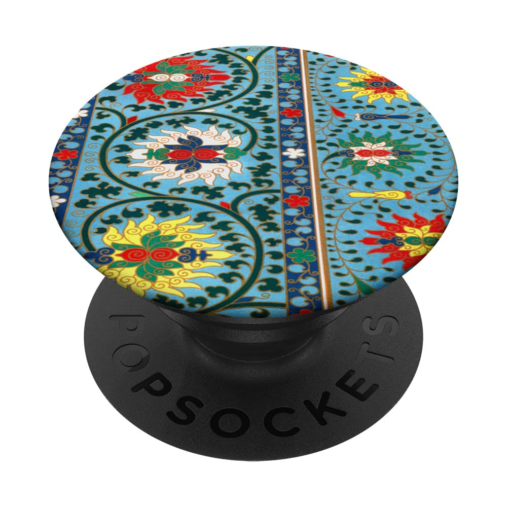 Vintage Chinese Red, White, Yellow, and Green Flowers PopSockets Swappable PopGrip