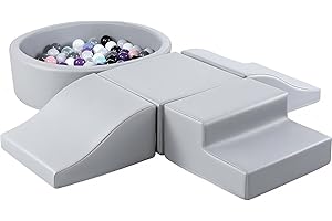 Foam Climbing Blocks for Toddler: with Ball Pit - Indoor Toddler Climbing Toys - 5-Piece Play Gym and Playground Set Soft Ind