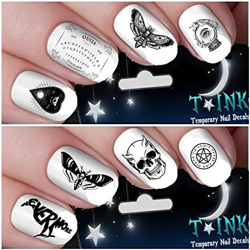 DOUBLE PACK Witchcraft Ouija Nevermore Raven Gothic Set Mixture assortment Nail Art Wraps Water Transfers Nails Decals Nail Stickers TI45