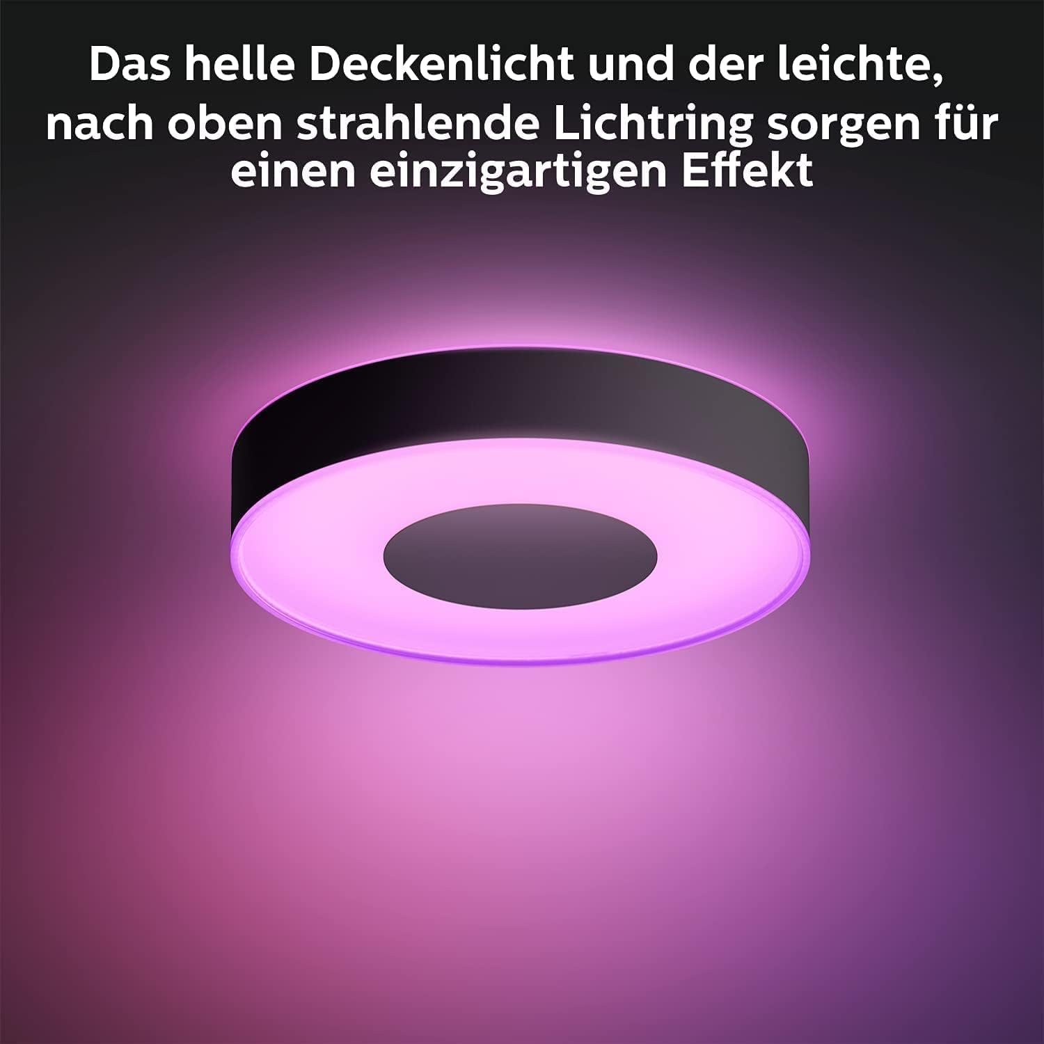 Philips Hue White & Color Ambiance Infuse Deckenleuchte L (3.700 lm), dimmbare Raumbeleuchtung für das Hue Lichtsystem mit 16 Mio. Farben, smarte Lichtsteuerung über Sprache und App, schwarz 4