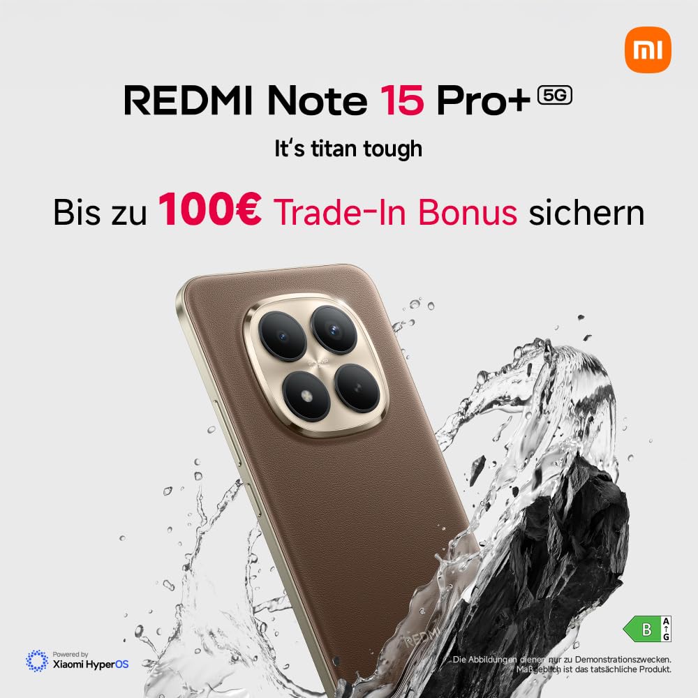 XIAOMI Redmi Note 15 Pro+ 5G Smartphone (12+512 GB) – Handy mit Android, 6500-mAh-Akku, IP66/IP68 Staub- und Wasserschutz, Neue 200-MP-Kamera, 6,83" AMOLED-Display, Mocha Brown, 2 Jahre Garantie 2