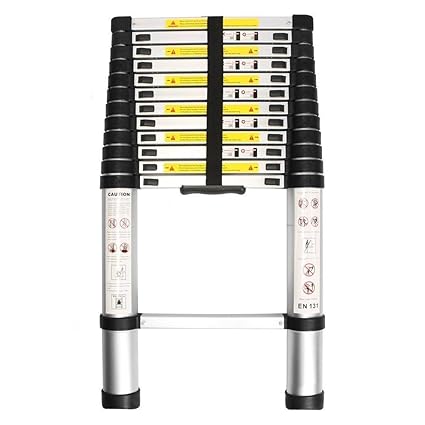 Krishyam 3.2M Telescopic Aluminum Ladder Extendable Folding Step Ladder,Ultra-Stable Aluminium, Compact Folding Adjustable Portable Aluminium Telescopic Ladder