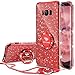 OCYCLONE Galaxy S8 Case, Glitter Luxury Cute Phone Case for Women Girls with Kickstand, Bling Diamond Rhinestone Bumper with Ring Stand Compatible with Samsung Galaxy S8 Case for Girl Women - Red