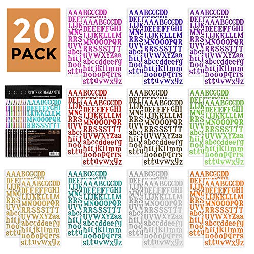 Nicpro Alphabet Letter Stickers 1780 PCS 10 Colors Self Adhesive Sticker Sheets for DIY Scrapbook Birthday Card Craft