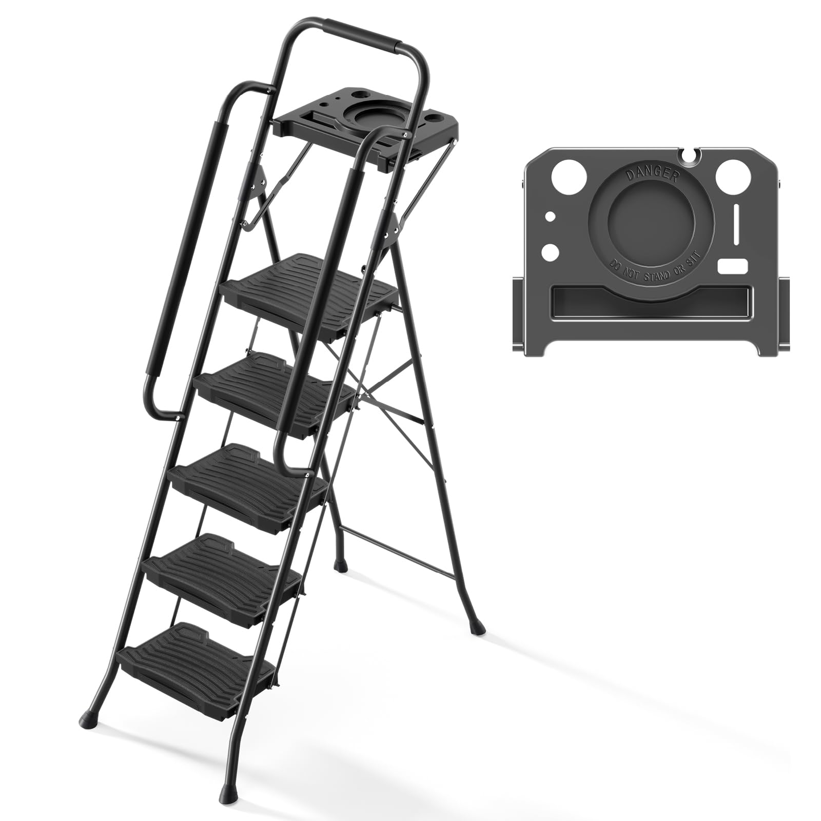 Mua 5 Step Ladder with Tool Platform, Sturdy Step Stool with Handrail