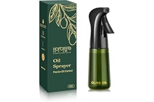 hoforife 180ml/6oz Glass Olive Oil Sprayer Bottle for Cooking, Oil Mister Spray Dispenser Bottles with Portion Control for Ki