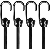 Joneaz 36 Inch Bungee Cords with Hooks Heavy Duty,4 Pack,10mm Thick | Rubber Tie Down Straps, UV Resistant, Marine Grade Coated Hooks for Truck, Trailer, Bike, Boat Cargo