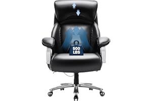 COLAMY Big and Tall Office Chair 500lbs-Heavy Duty Ergonomic Computer Chair with Extra Wide Seat, High Back Executive Large Desk Chair with Thick Seat and Tilt Rock, Adjustable Lumbar Support-Black