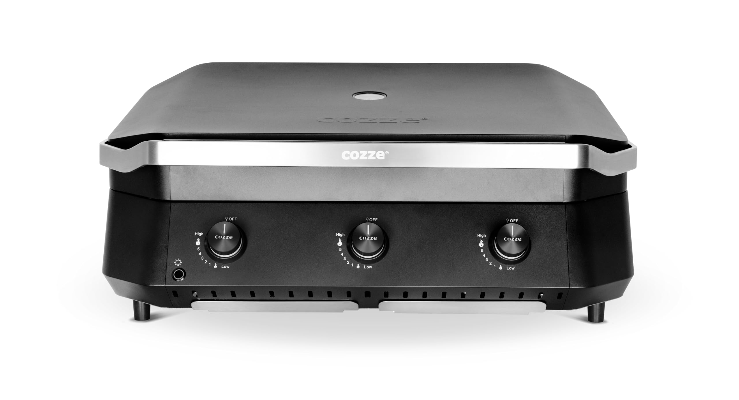 Cozze® Plancha Gasgrill, Große Grillfläche 800x500 mm - Inklusive Regler, Automatische Zündung, LED-Anzeige & Thermometer, in Schwarz/Edelstahl 3