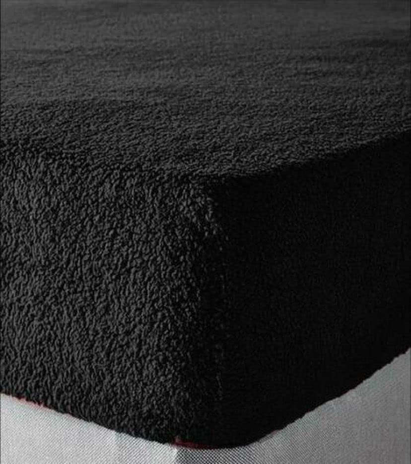 Shumaxx Teddy Bear Fleece Fitted Sheet Comfy Hot Deep 30CM Teddy Bear Fur Sherpa Fleece Fitted Sheet (Black, King)